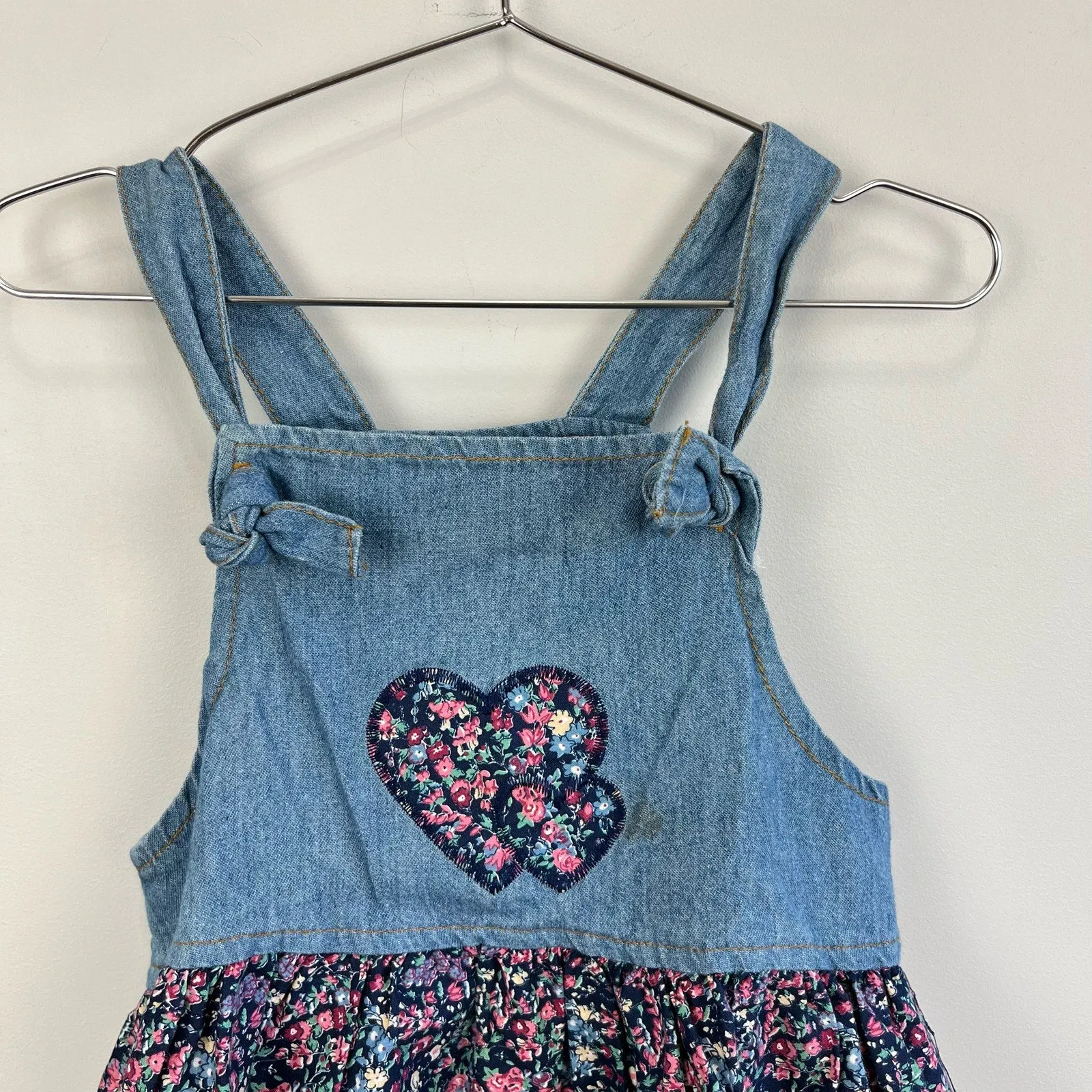 Vintage Cherokee Floral Denim Jumper Dress 5T USA