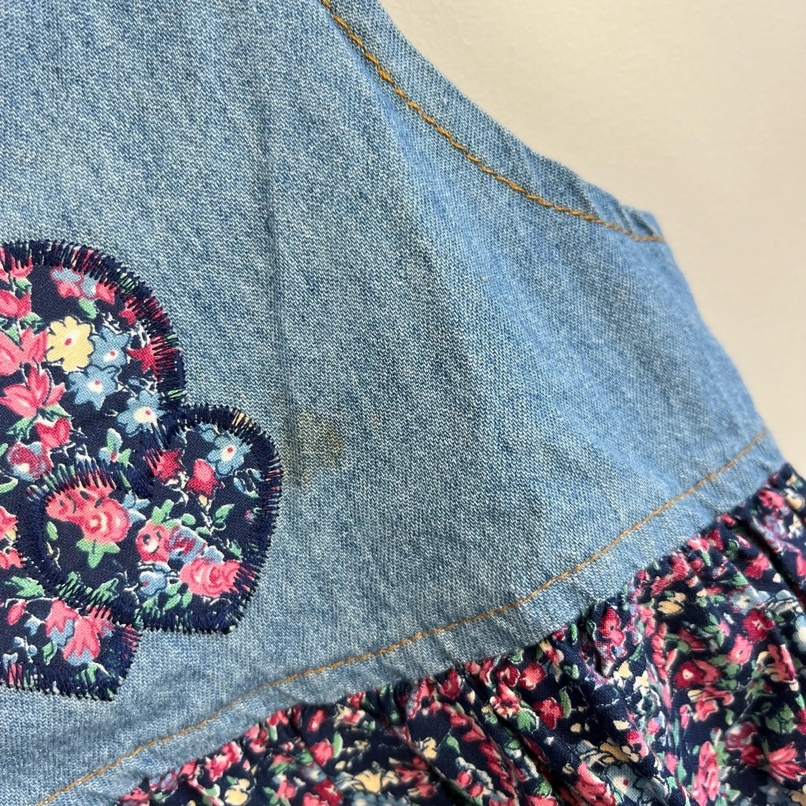 Vintage Cherokee Floral Denim Jumper Dress 5T USA