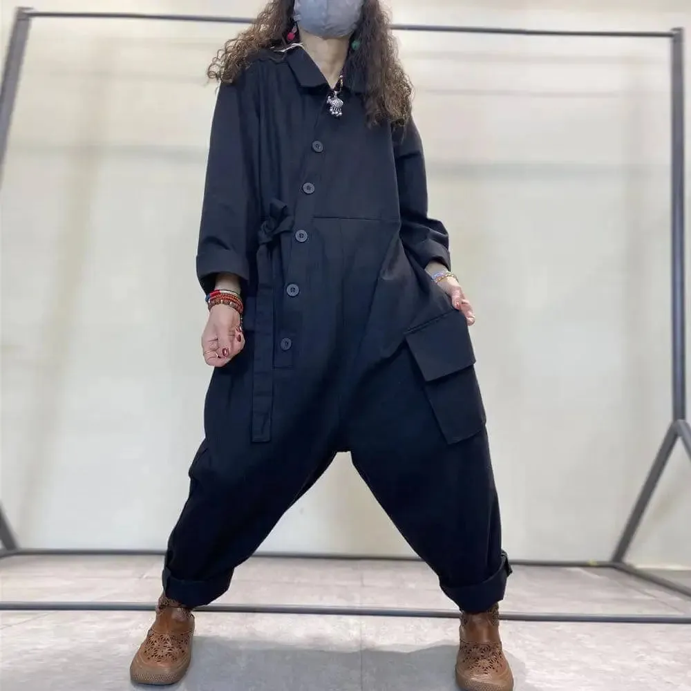 Vintage Cotton Denim Overalls for Fashion-Forward Women