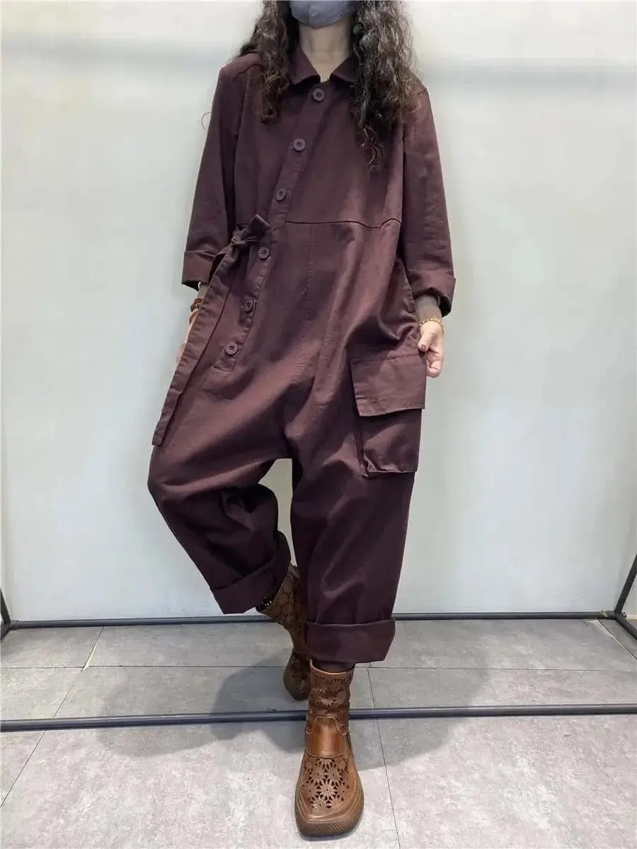 Vintage Cotton Denim Overalls for Fashion-Forward Women