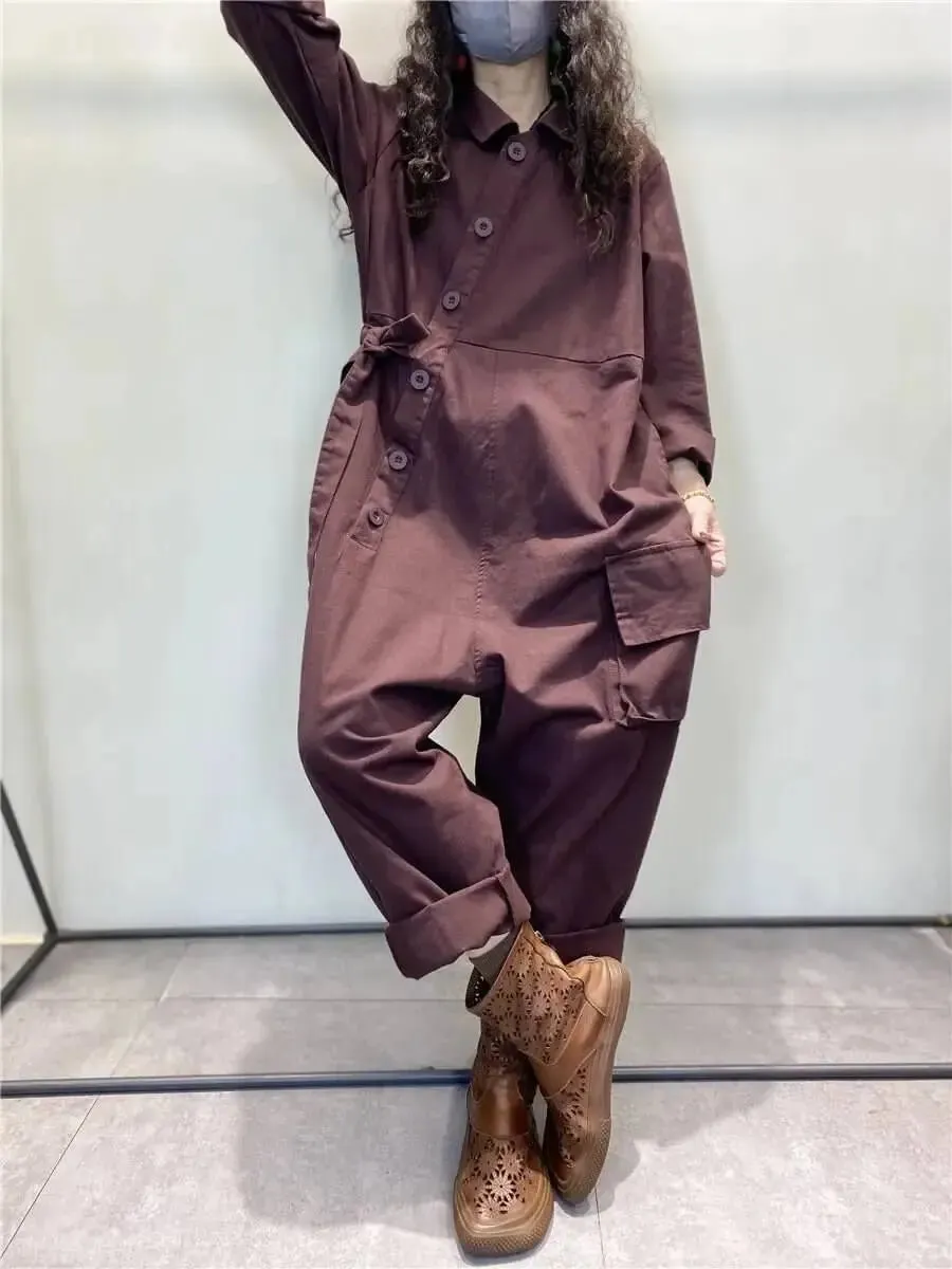 Vintage Cotton Denim Overalls for Fashion-Forward Women