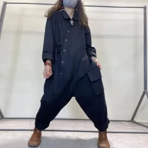 Vintage Cotton Denim Overalls for Fashion-Forward Women