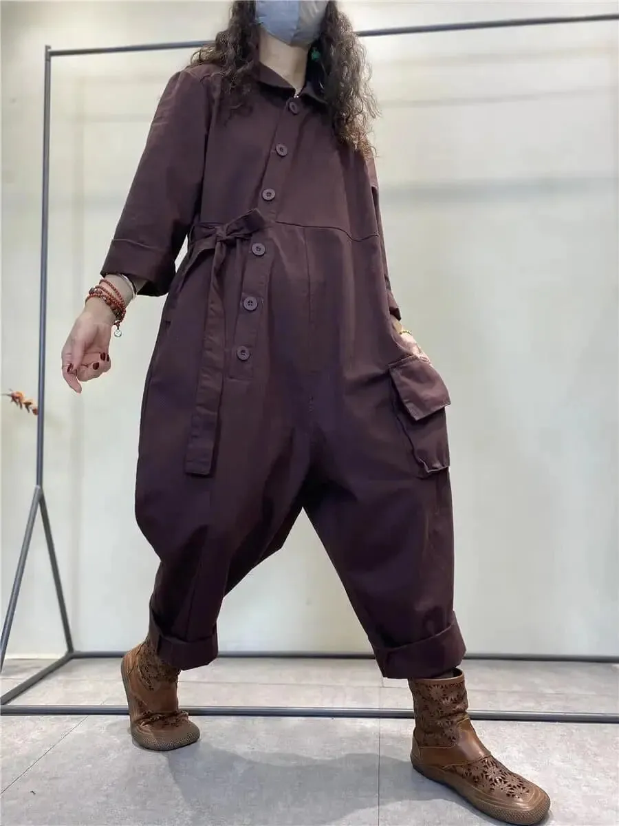 Vintage Cotton Denim Overalls for Fashion-Forward Women
