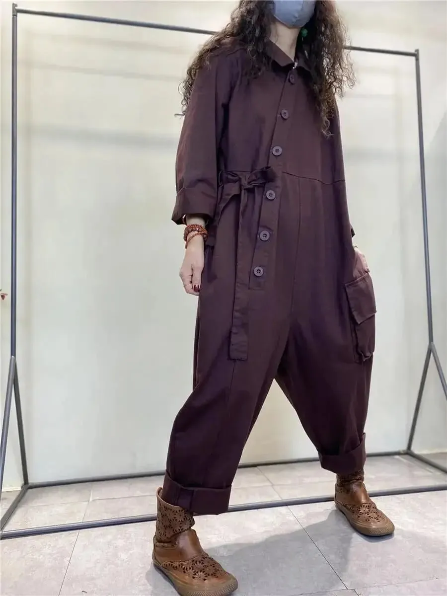 Vintage Cotton Denim Overalls for Fashion-Forward Women