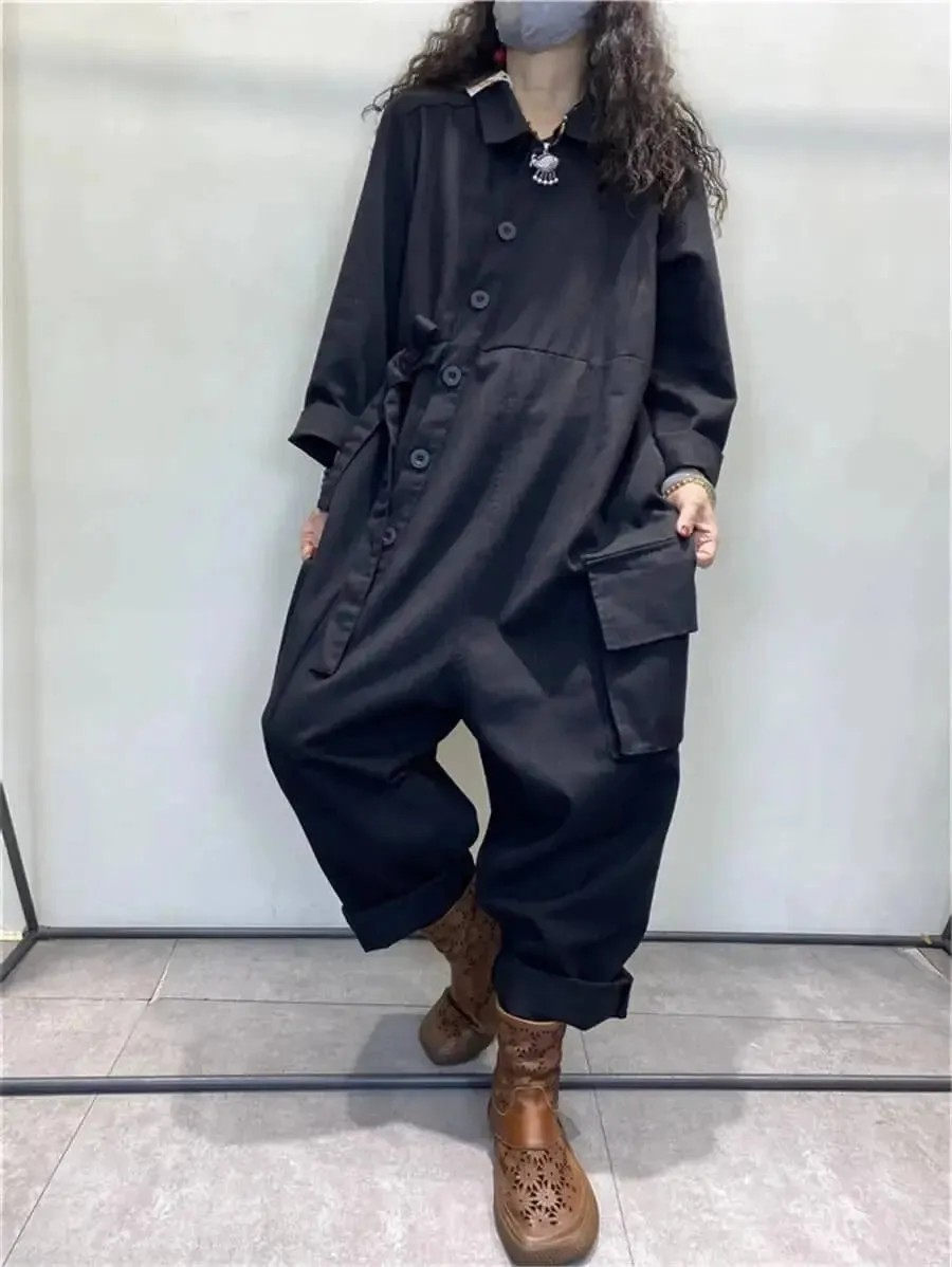 Vintage Cotton Denim Overalls for Fashion-Forward Women