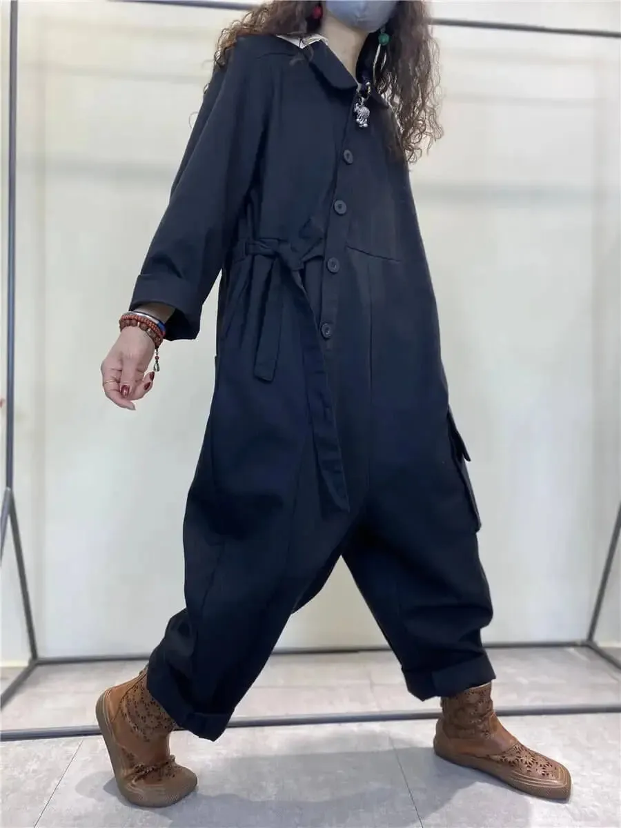Vintage Cotton Denim Overalls for Fashion-Forward Women