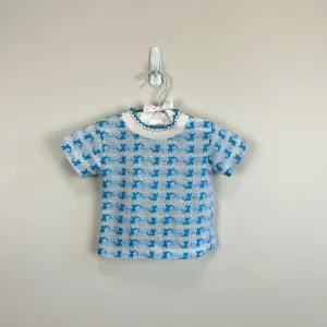 Vintage Sears Short Sleeve Blue Cat Shirt Medium