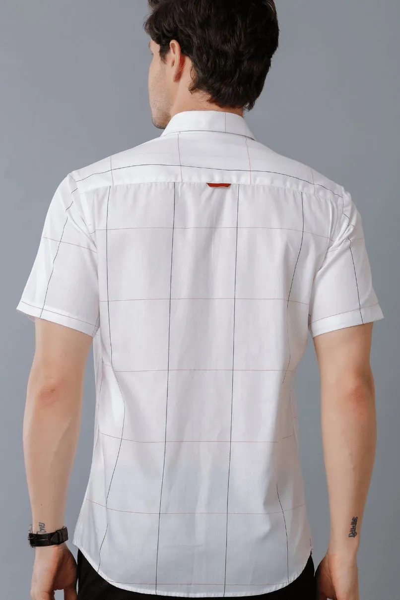 White Large Checks - Half Sleeve - Stain Proof