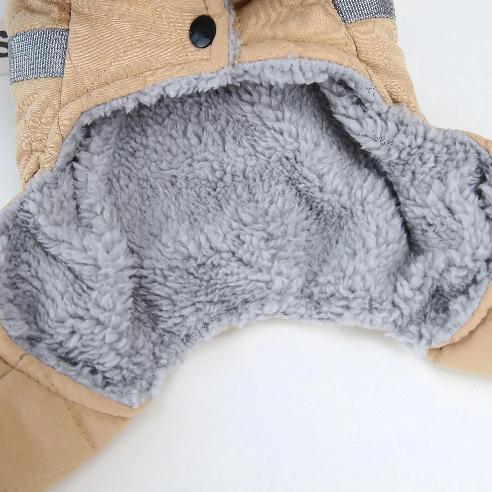 Winter Dog Overalls with Fur Collar and D Ring for Small Breeds
