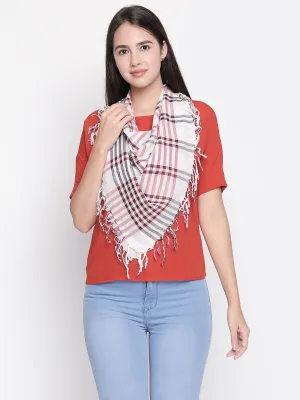 Women Red & Black Checked Scarf