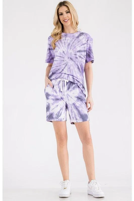Womens Tye Dye Tee and Short Lounge Set